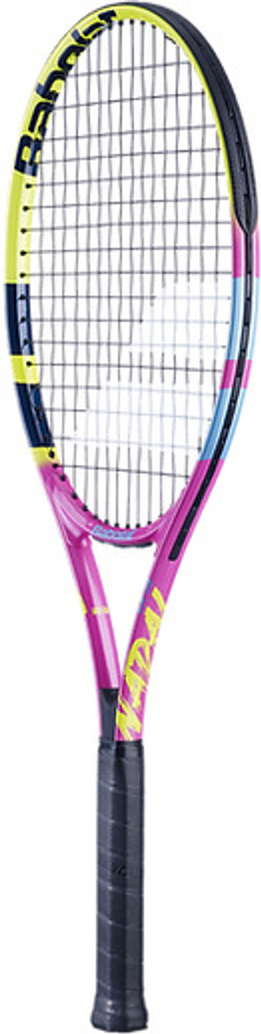 Image of BABOLAT NADAL JUNIOR 26 Tennis Racquet Yellow, Pink, Blue Strung Tennis Racquet