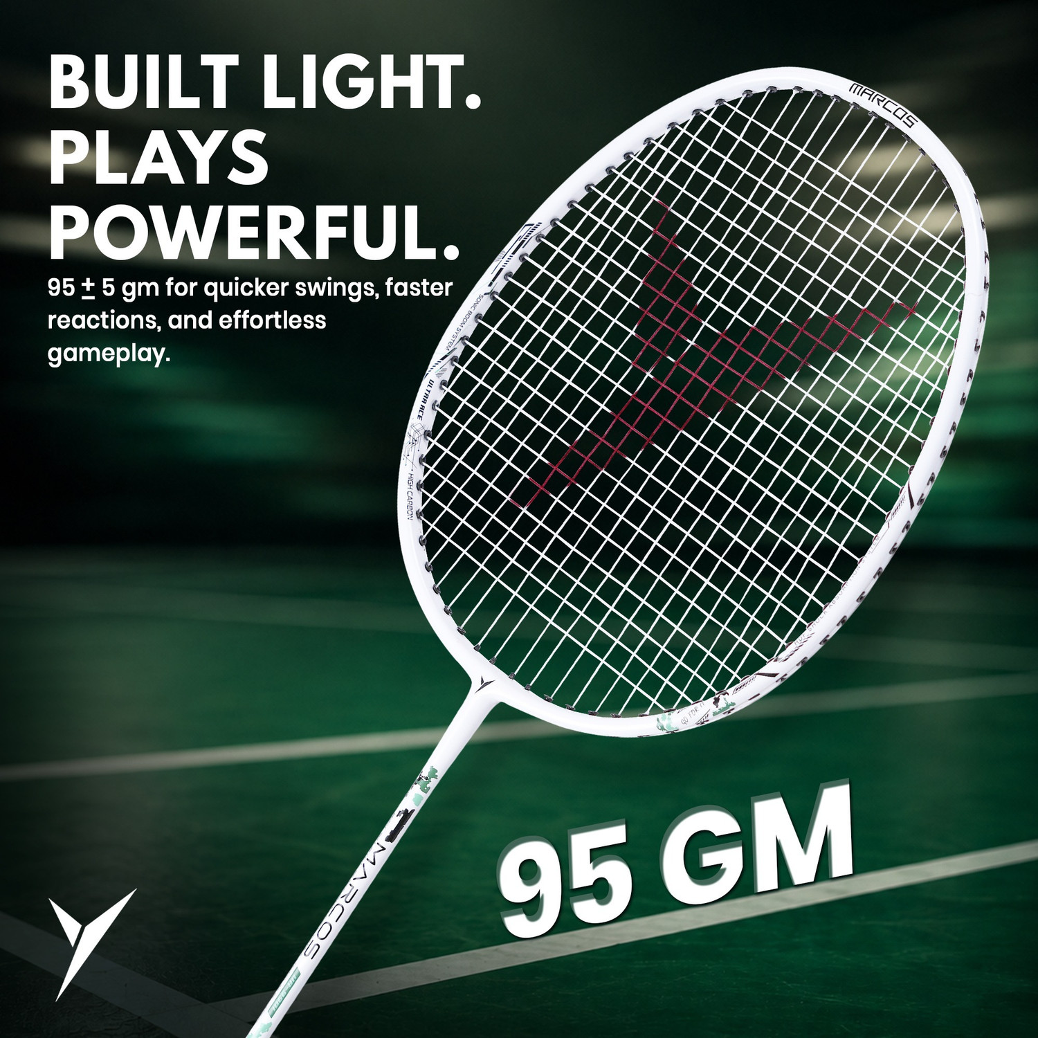 Image of Jaspo Ultra Ace-9901 Fusion Badminton Racquet|Lightweight Composite Racket|Slim Shaft White Strung Badminton Racquet