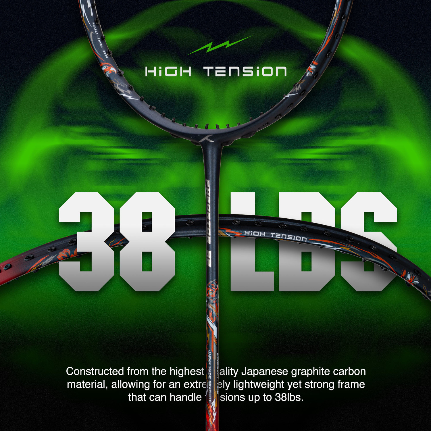 Image of Hundred Predator 82 Extra Strong (≤38lbs) Black Strung Badminton Racquet