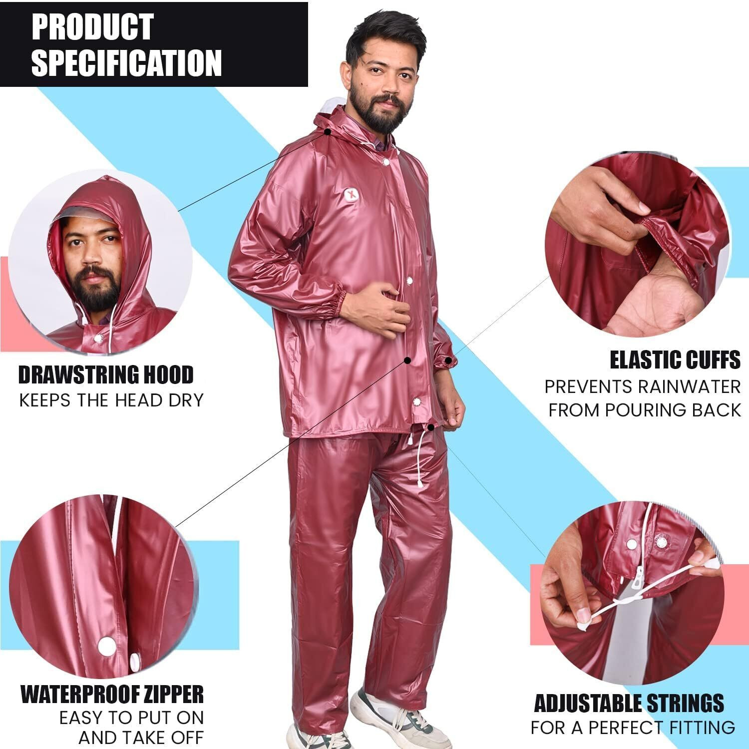 Image of ALLEXTREME Colorblock Men Raincoat