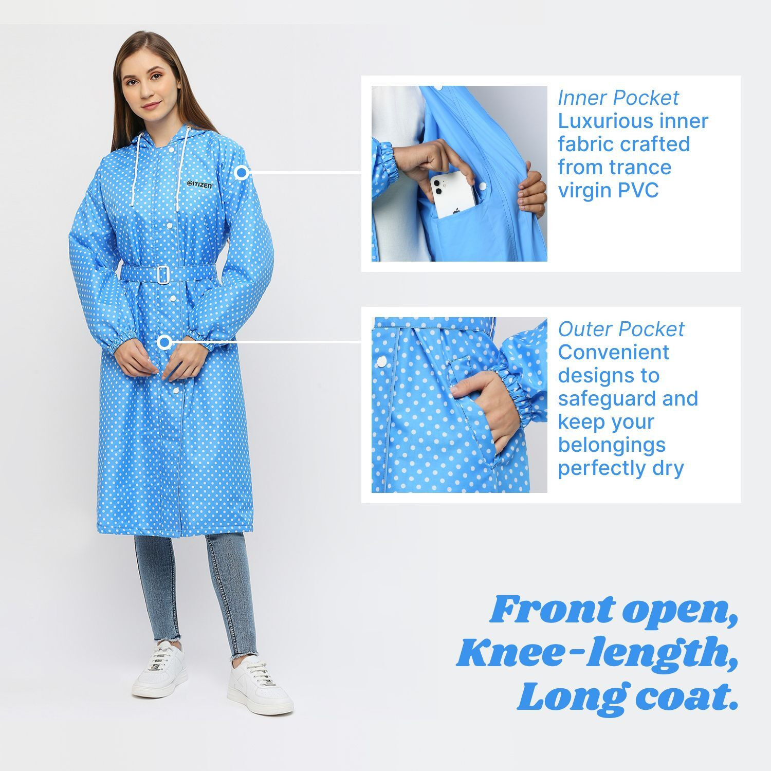 Image of CITIZEN Polka Print Women Raincoat