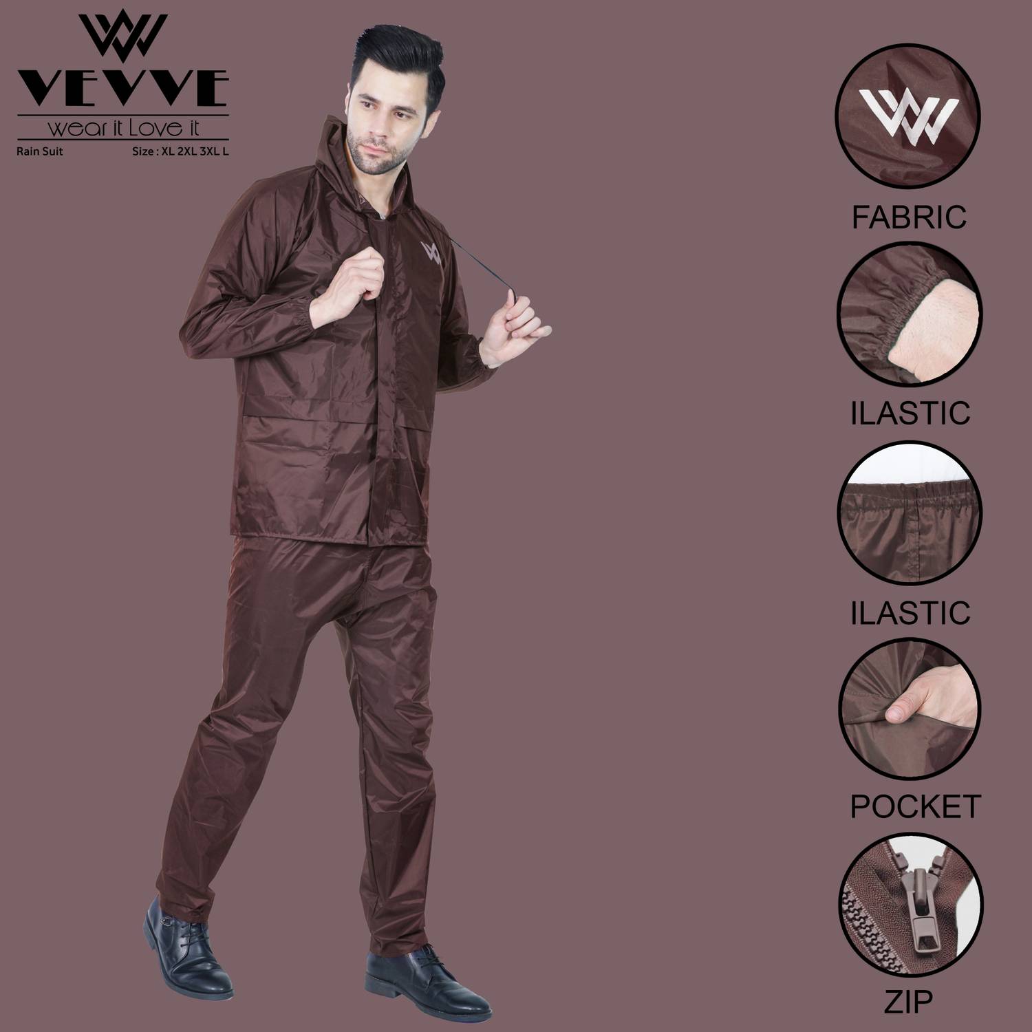vevve Solid Men Rain Suit