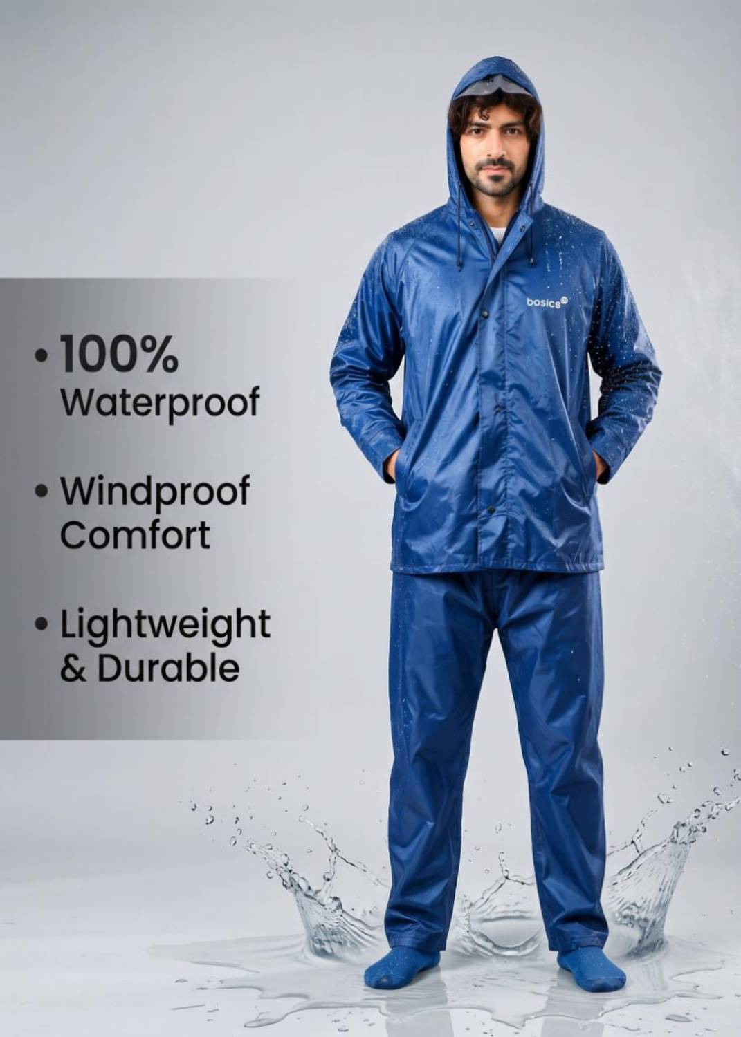 Basics IND Solid Unisex Rain Suit