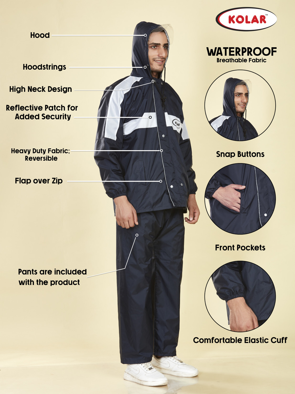 Image of Kolar Solid Men Rain Suit