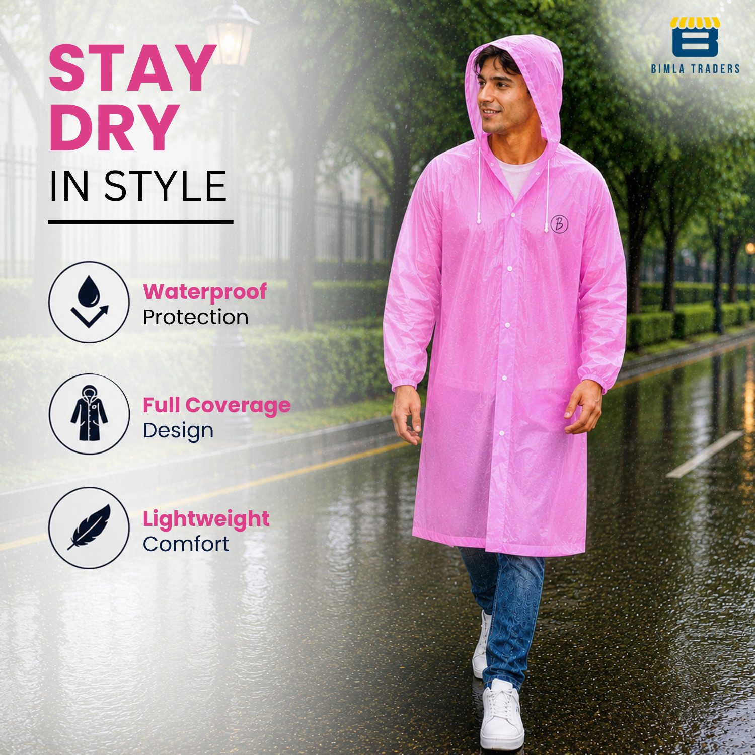 Image of Btag Solid Men & Women Raincoat