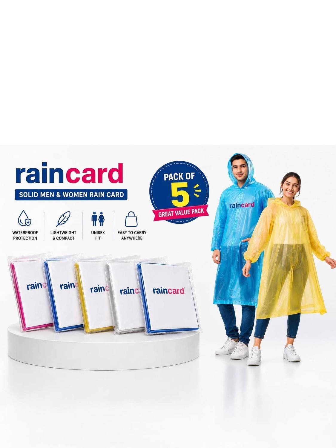 LUZAX Solid Men & Women Rain Card