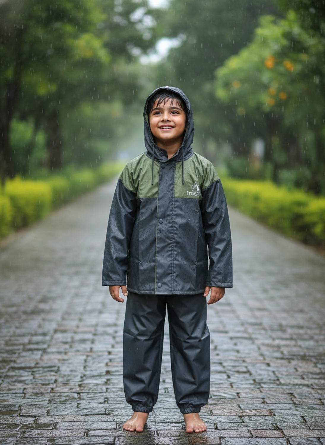 GRATITUDE ROCK Colorblock Boys & Girls Rain Suit