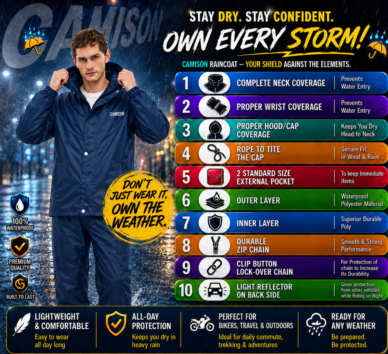 Image of Camison Solid Men Raincoat