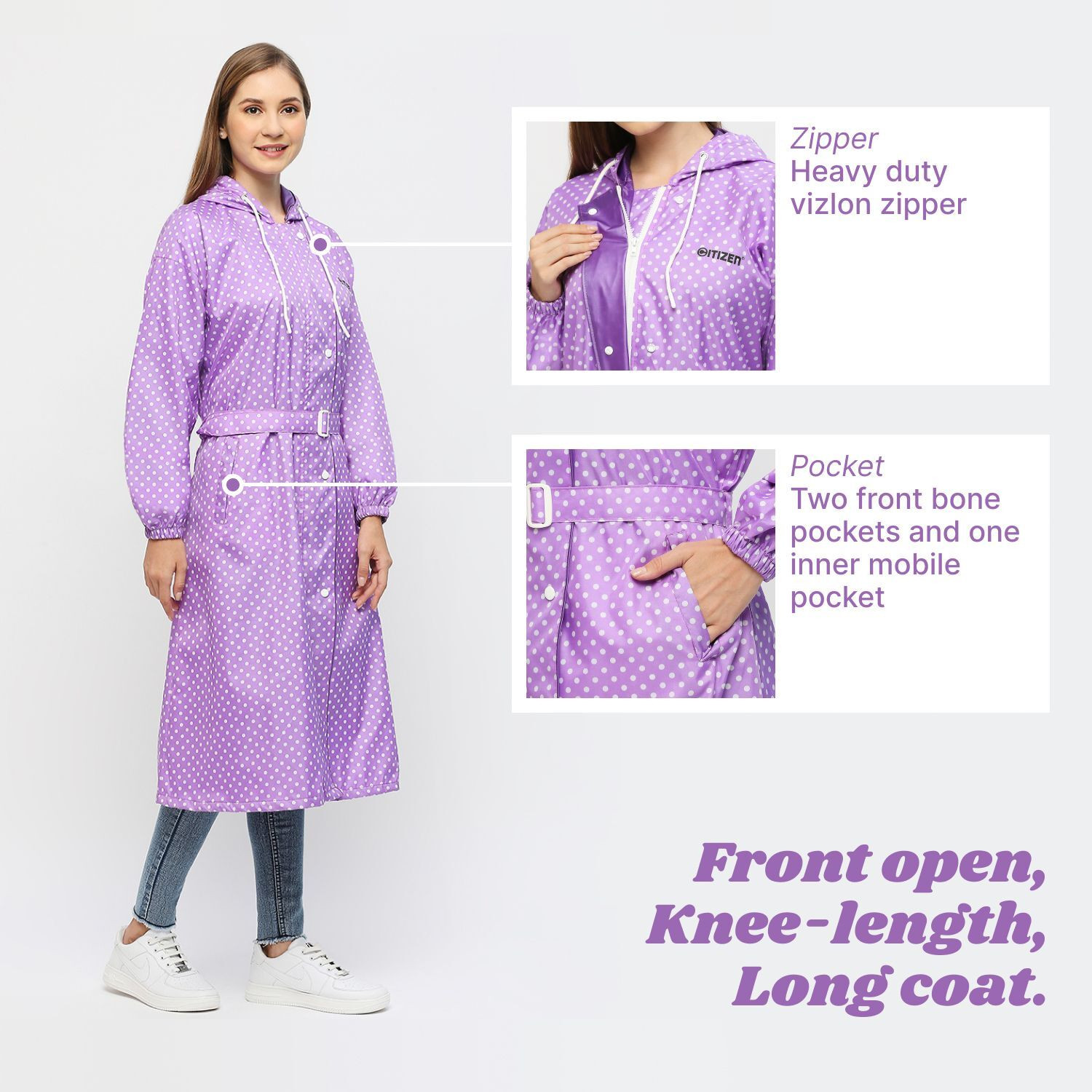 Image of CITIZEN Polka Print Women Raincoat