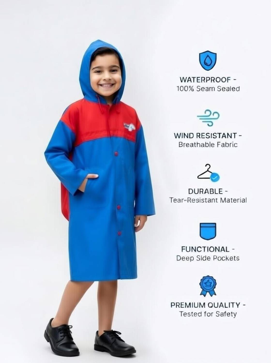 POWERAPPARELS Colorblock Boys Raincoat