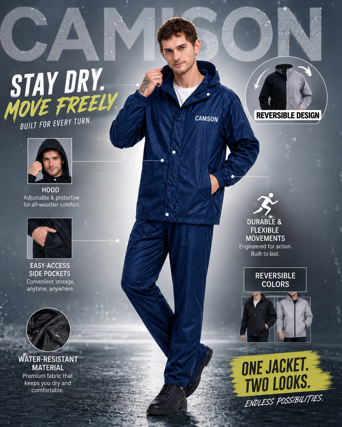 Image of Camison Solid Men Raincoat