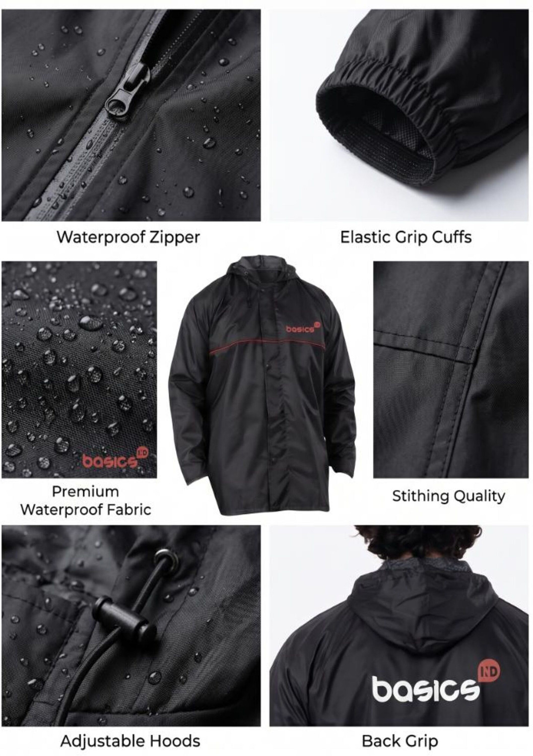 Image of Basics IND Solid Unisex Rain Suit