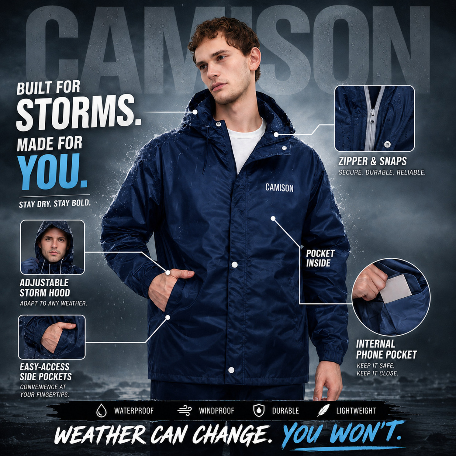 Image of Camison Solid Men Raincoat