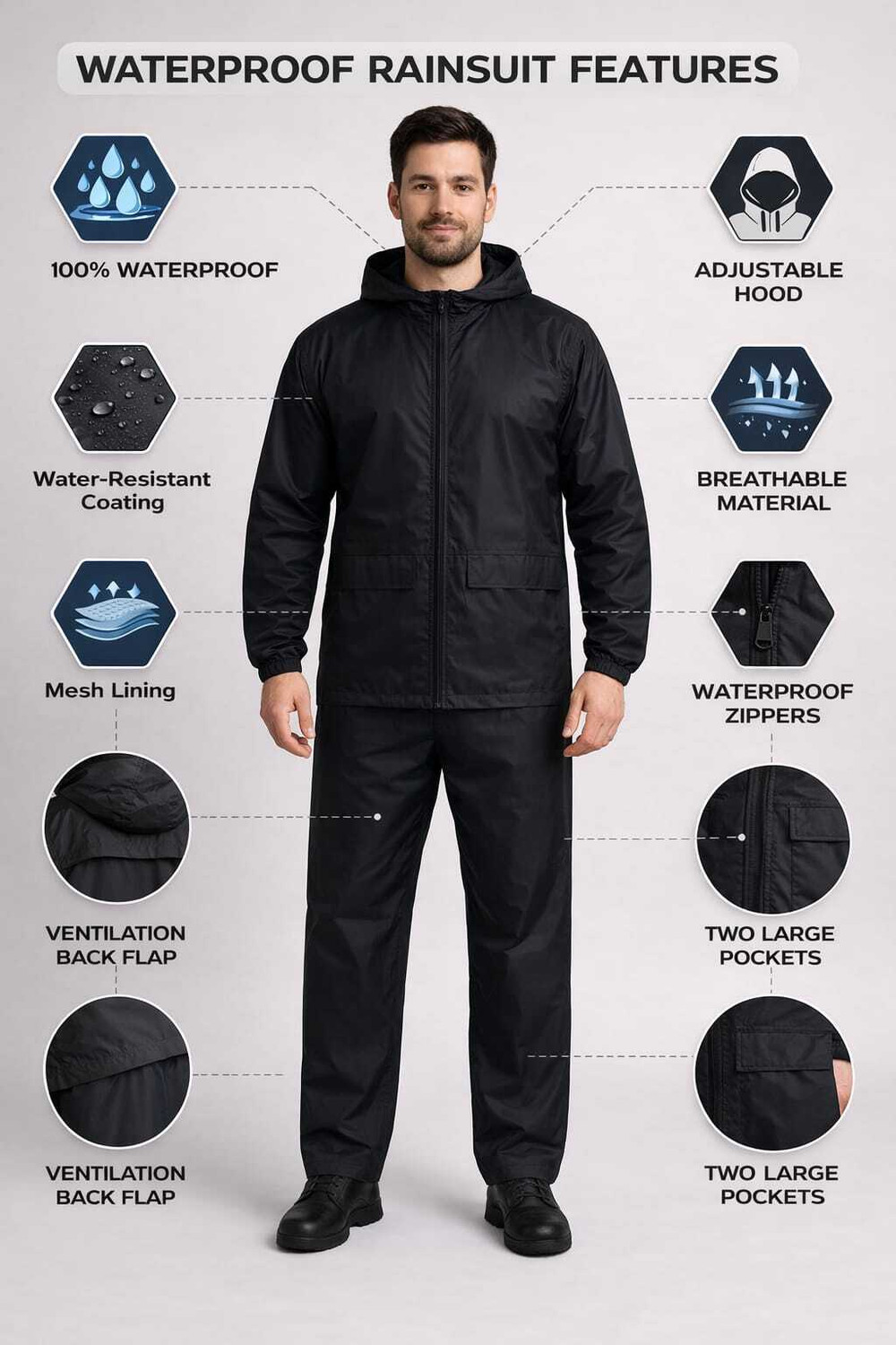 Image of NEPHAR Solid Men Rain Suit