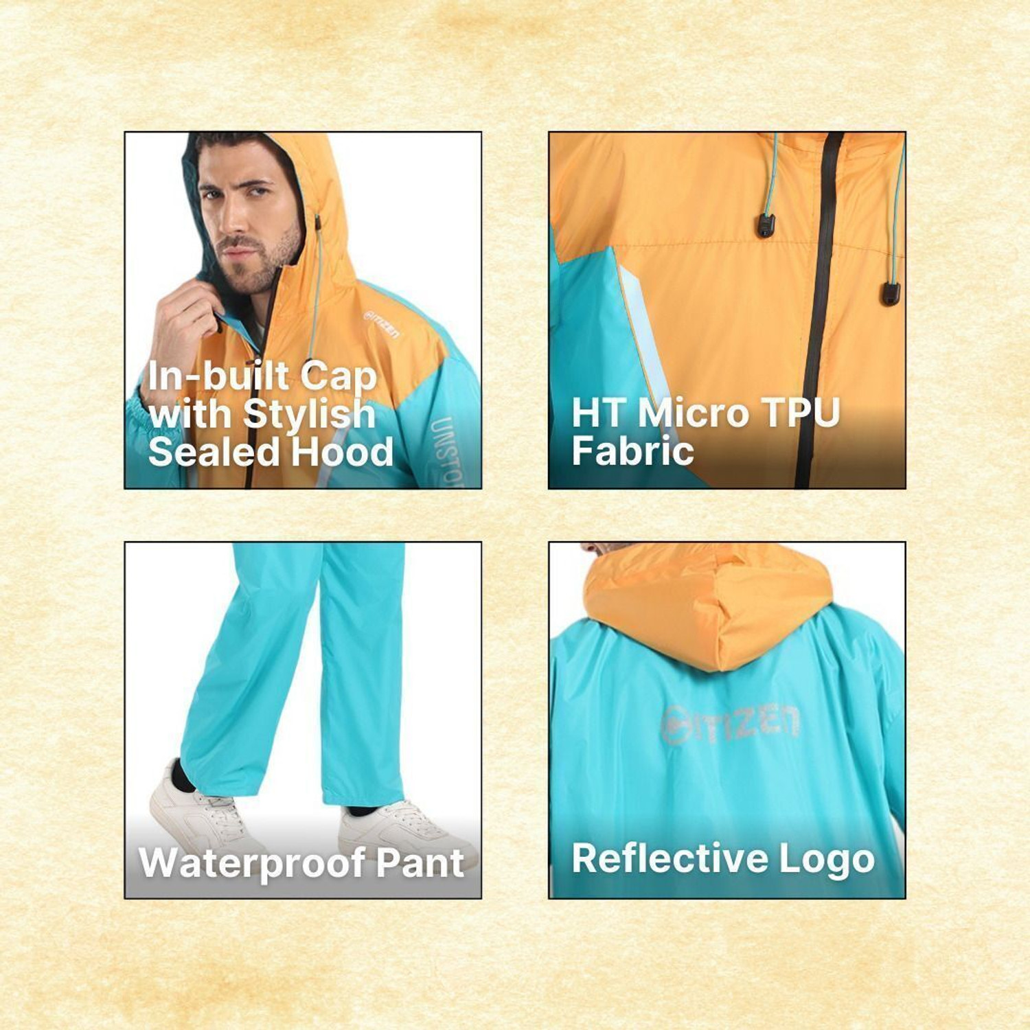 Image of CITIZEN Colorblock Men Raincoat