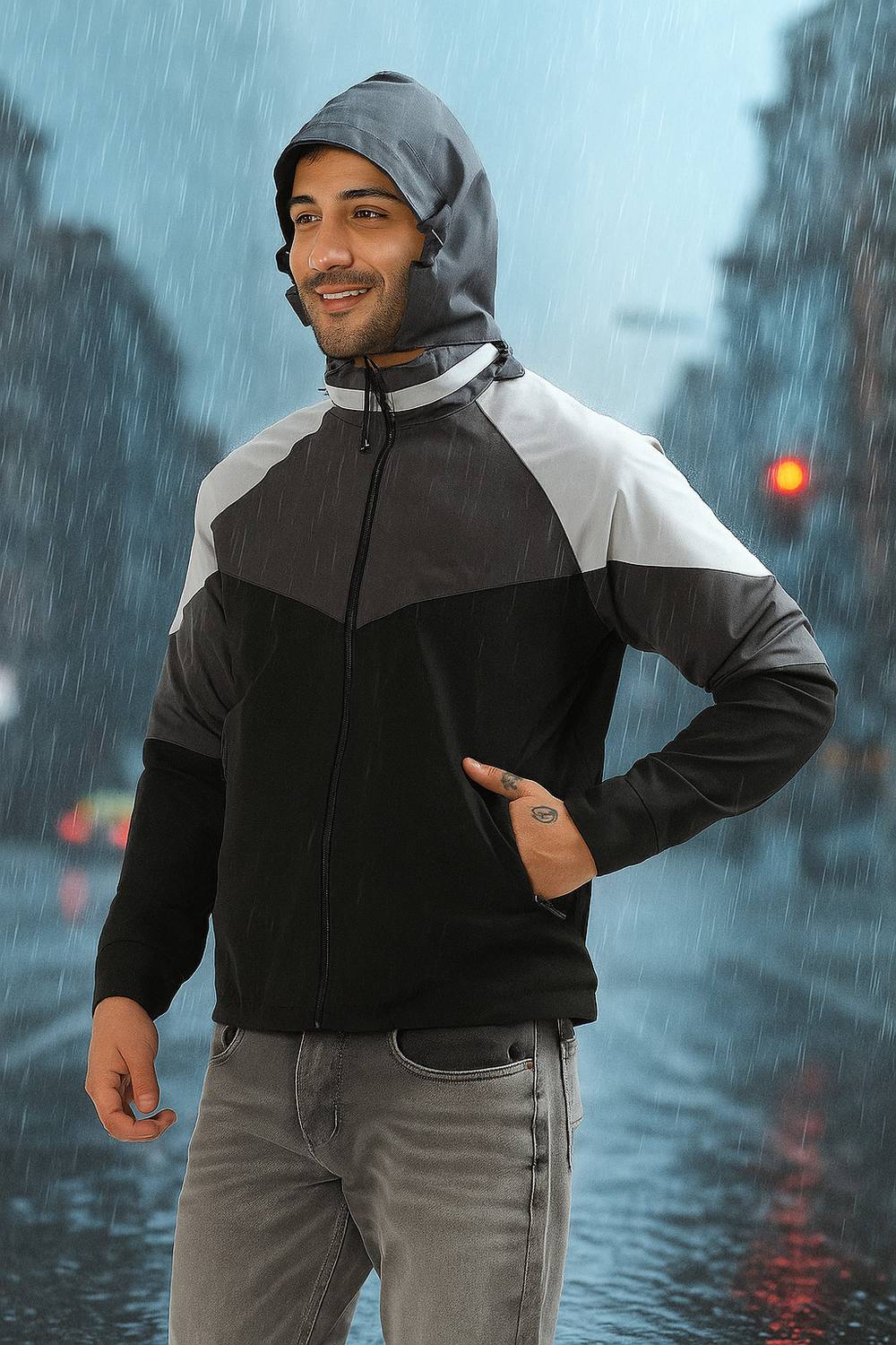 Caraba Colorblock Men Raincoat