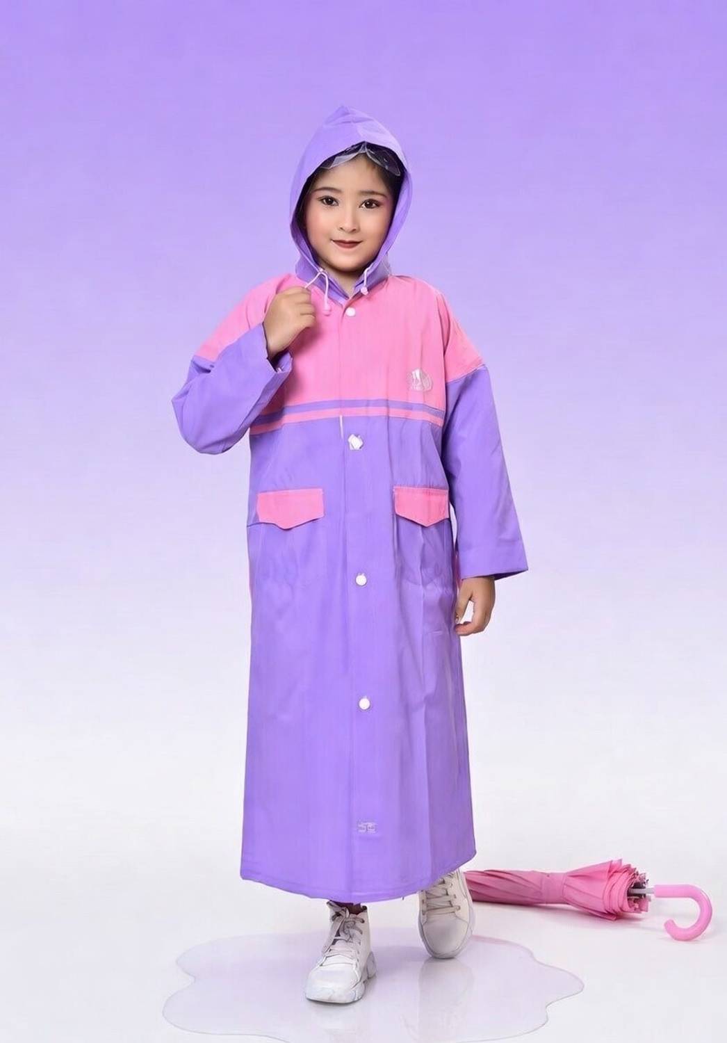 POWERAPPARELS Geometric Print Girls Raincoat