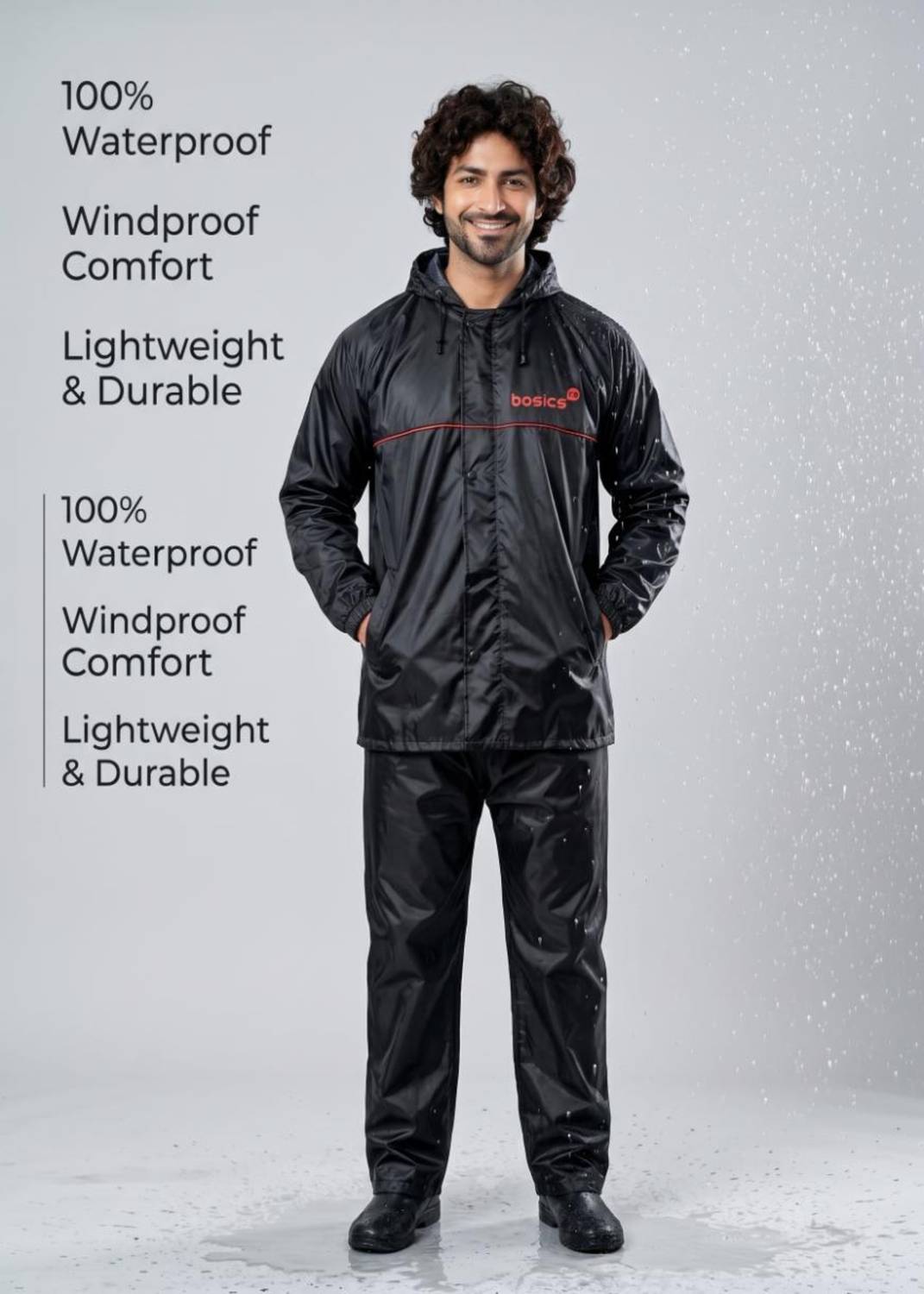 Basics IND Solid Unisex Rain Suit
