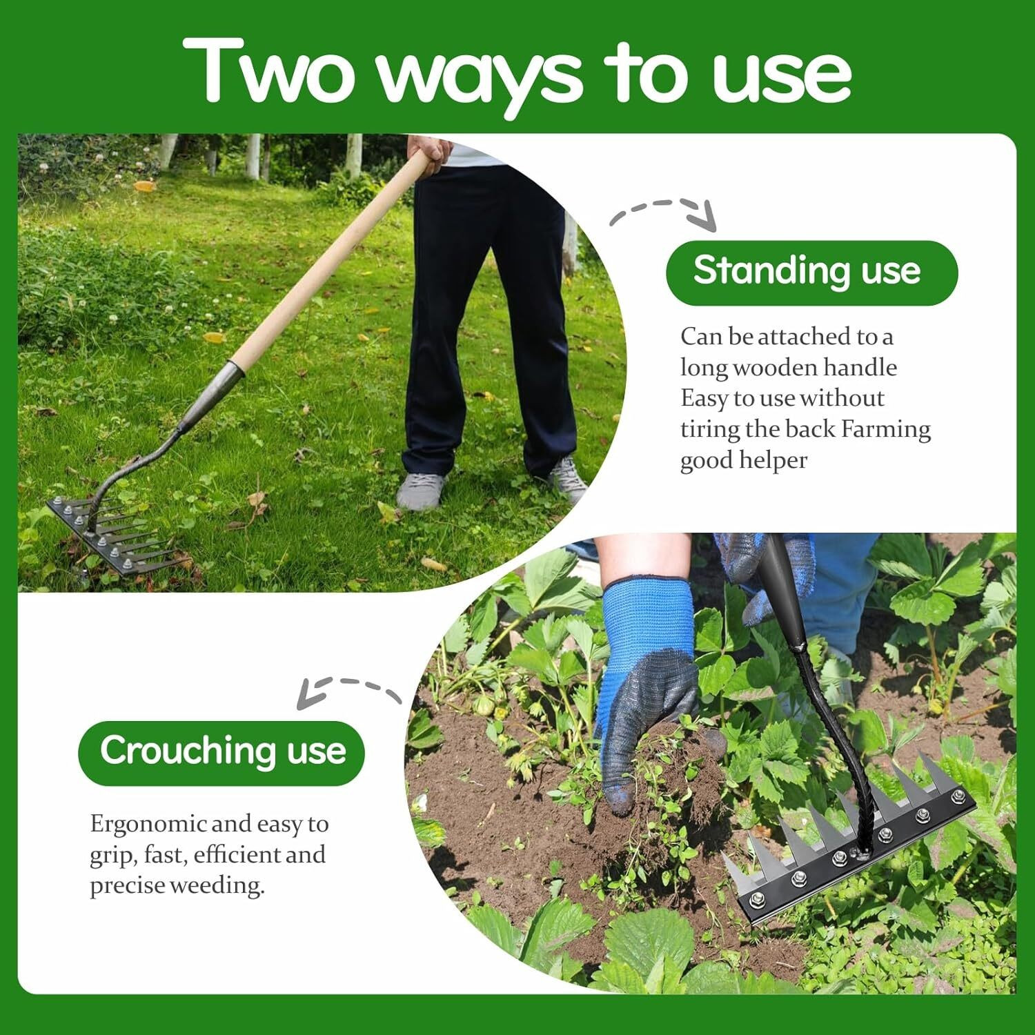 Image of REDBUILD WEEDING RAKE 8 TEETH , HIGH CARBON STEEL Weeding Rake