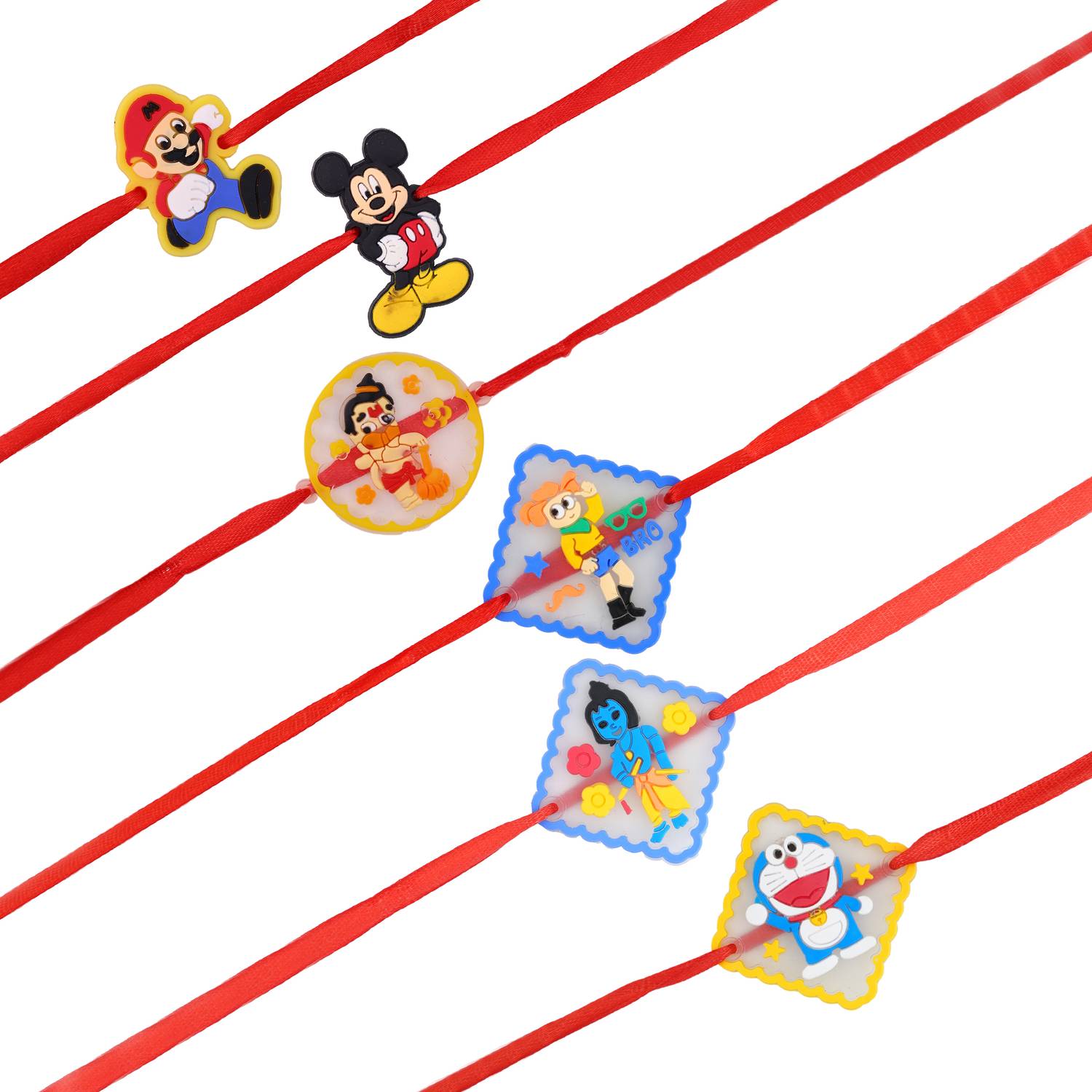 Kids pack of 6 rakhi set for kids, kids rakhi combo, rakhi combo set for kids Mauli Thread Rakhi by CARTLOG