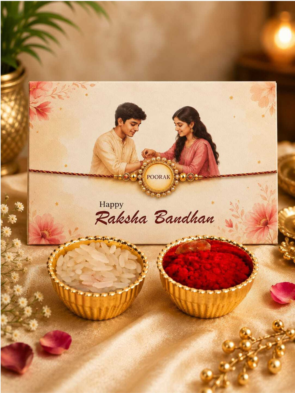 Image of Religious Rakhi For Brother Gold Finish Rakhi by Poorak
