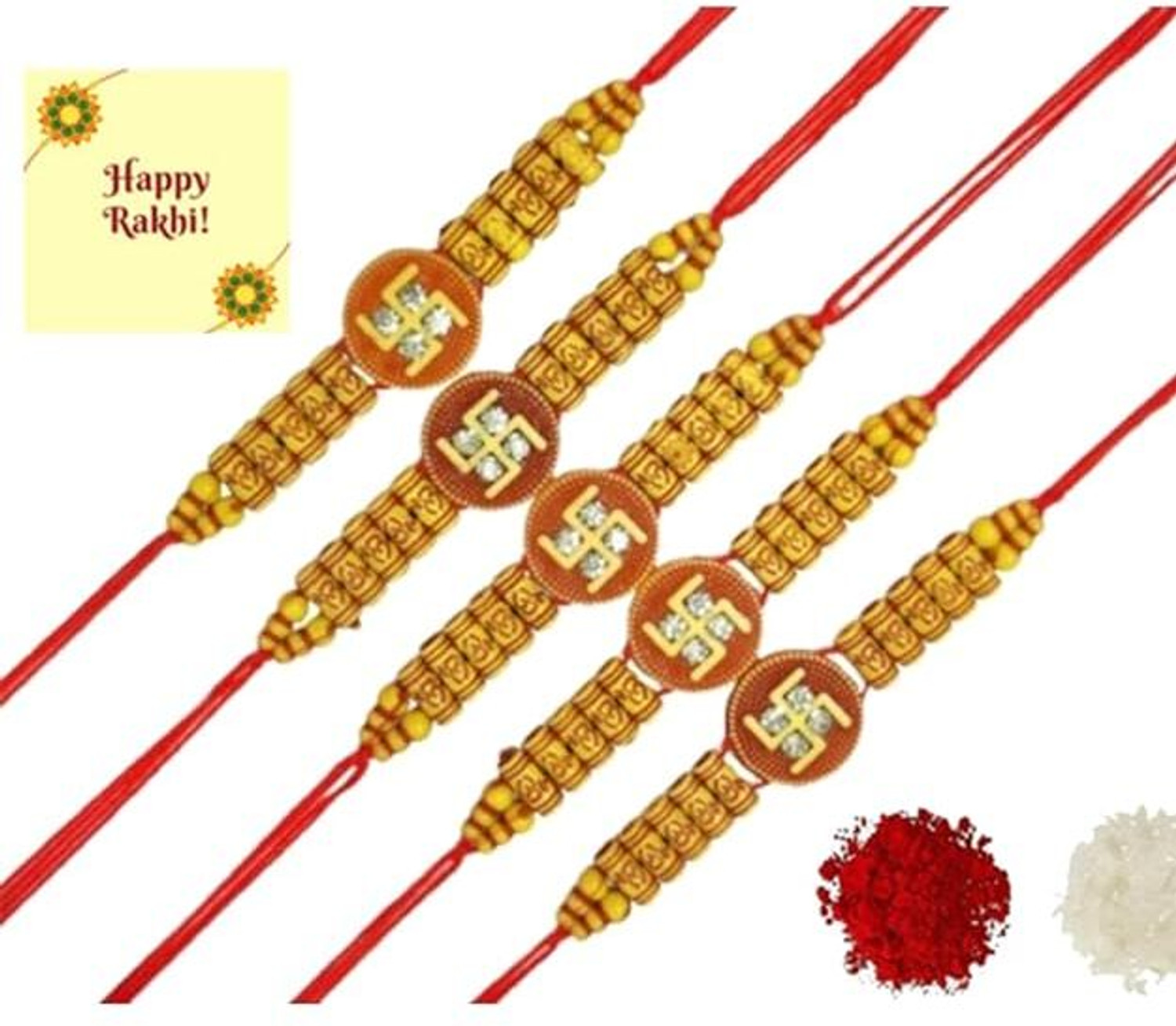 Image of Thread Rakhi For Brother Bhai Combo Set 10 Assorted Rakhi by Dms Retail