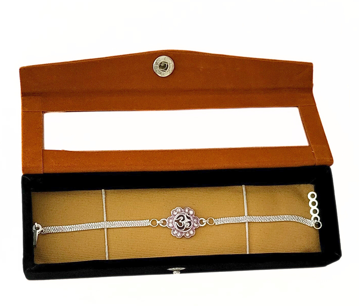 Image of Bracelet SILVER Rakhi for brothers Silver Chawal Roli Pack Set by JEWEL FUEL