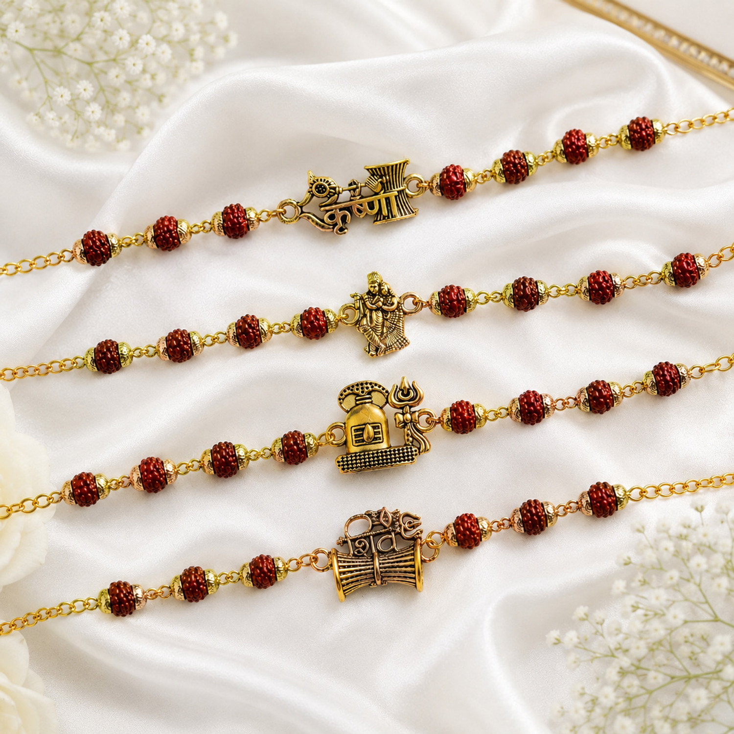 Image of Kids Bro-Rudraksh-3 Silver Bracelet Set by Flipkart SmartBuy