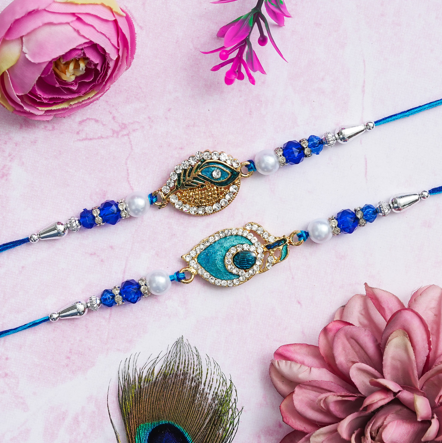 Image of Designer Peacock Set of 5 Rakhi for Brothers|Premium Rakhi Assorted Rakhi by Vinpal