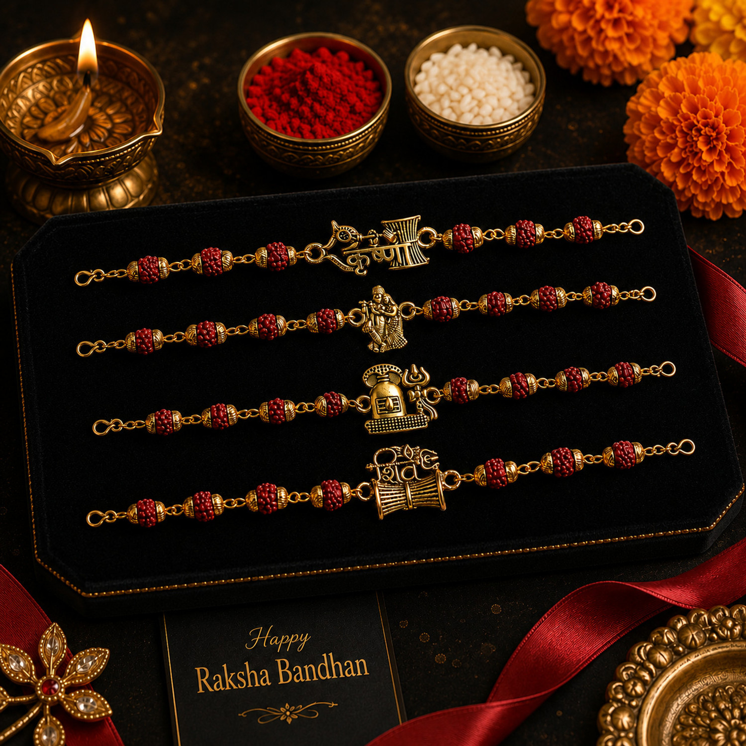 Image of Kids Bro-Rudraksh-3 Silver Bracelet Set by Flipkart SmartBuy