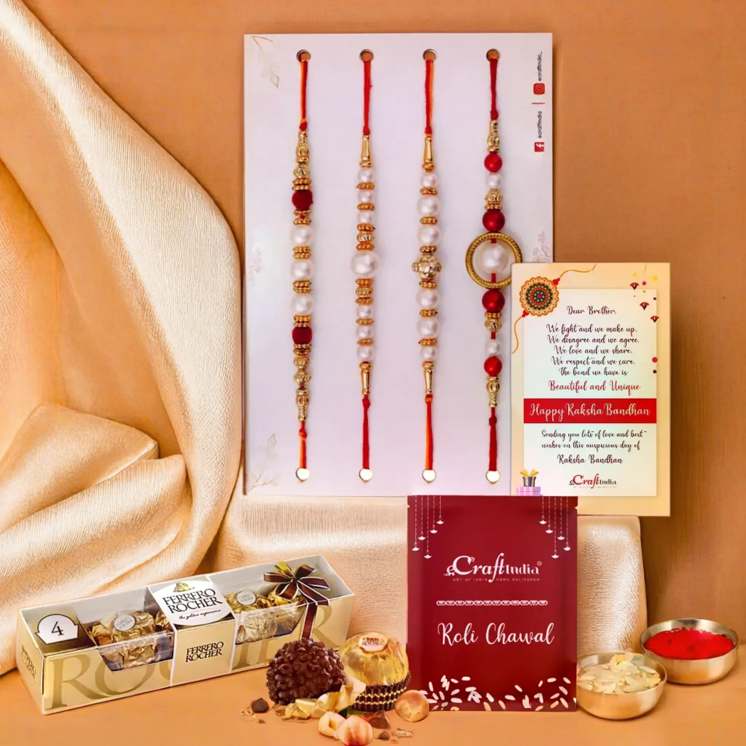 Image of Designer D1150P6C6FR4 Assorted Rakhi by eCraftIndia