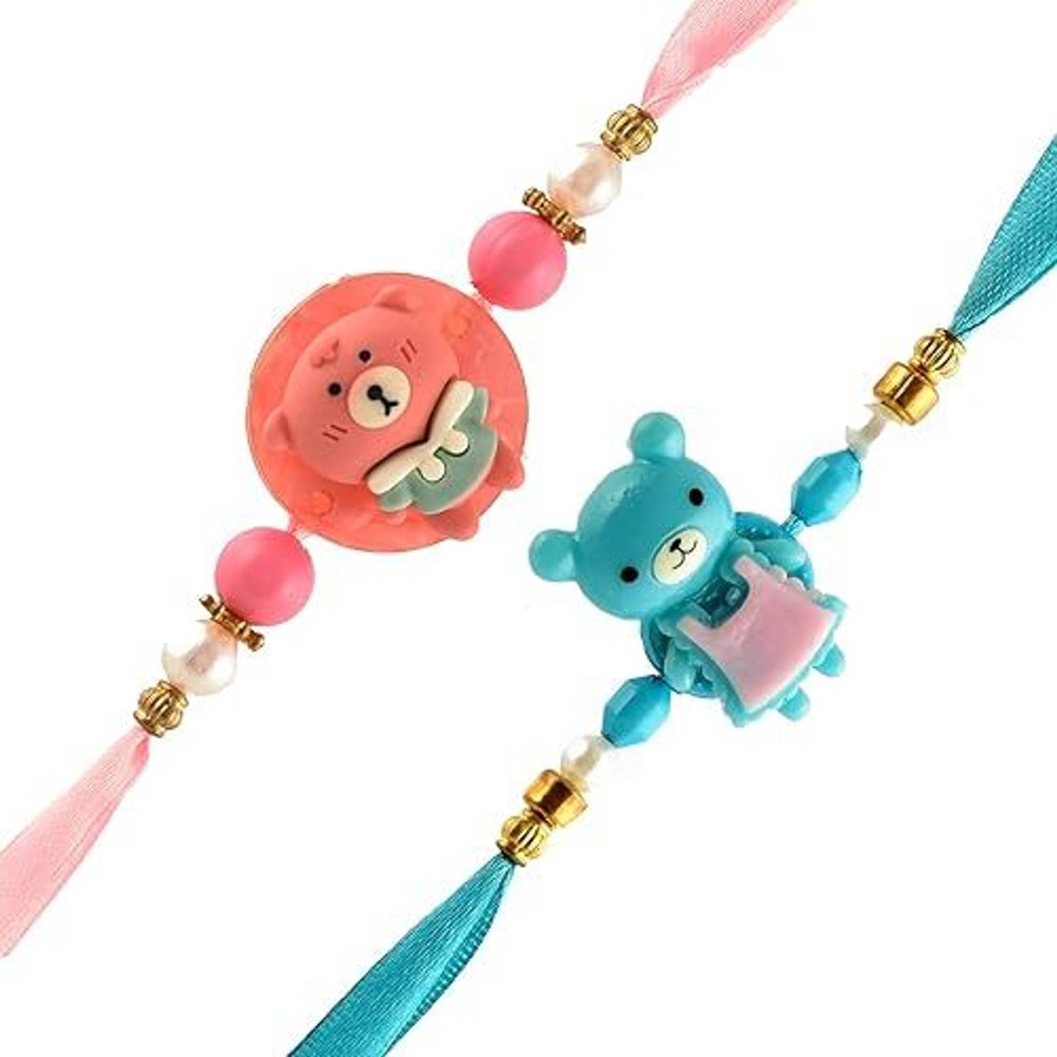 Kids ( Pack Of 2 Kids Rakhi Combo Pack Bracelet Thread Rakhi For Raksha Bandhan Assorted Rakhi, Chawal Roli Pack Set by Brown Leaf
