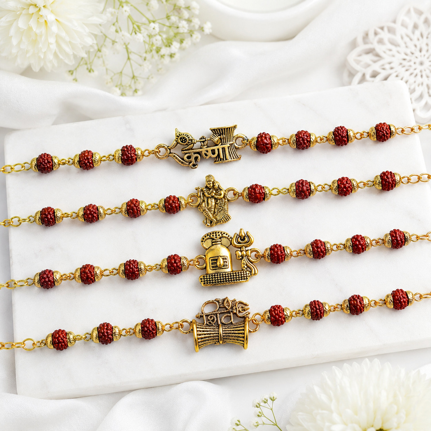Image of Kids Bro-Rudraksh-3 Silver Bracelet Set by Flipkart SmartBuy