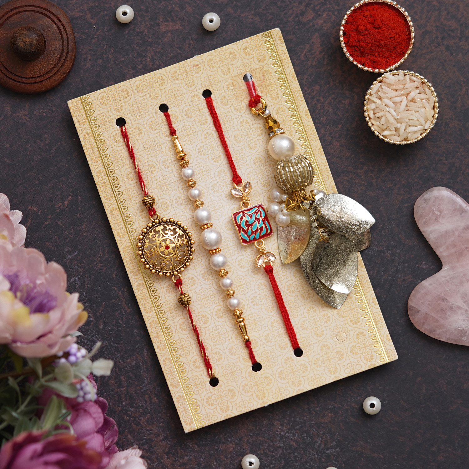 Image of Designer D1434P6C6MSGG638 Assorted Rakhi by eCraftIndia