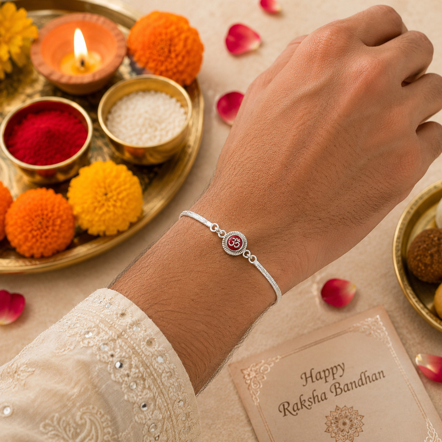Image of Designer RKHRR6049180929 Silver Rakhi by JEWEL FUEL