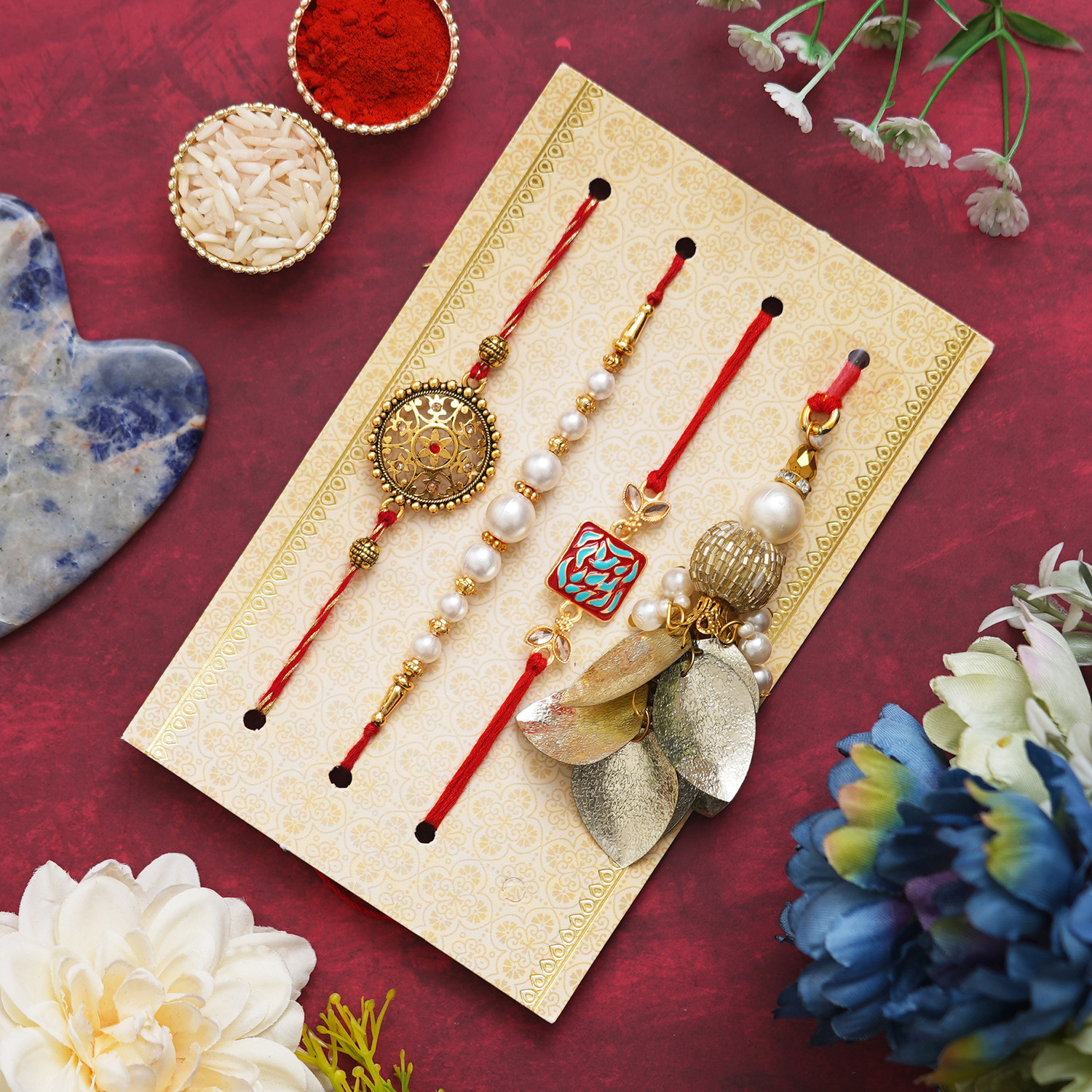 Image of Designer D1434P6C6MSGG638 Assorted Rakhi by eCraftIndia