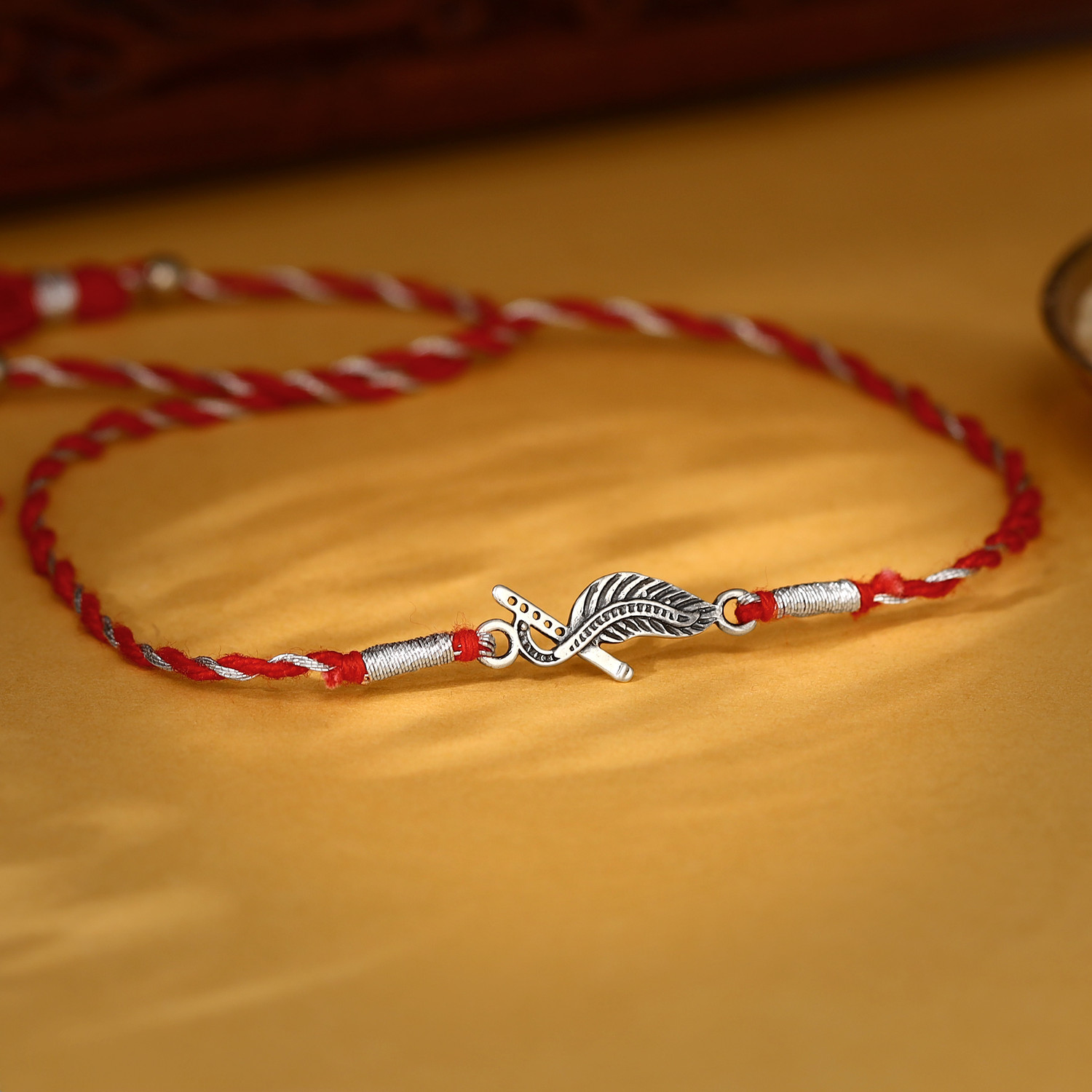 Image of Designer RK084 Silver Rakhi, Chawal Roli Pack Set by GIVA