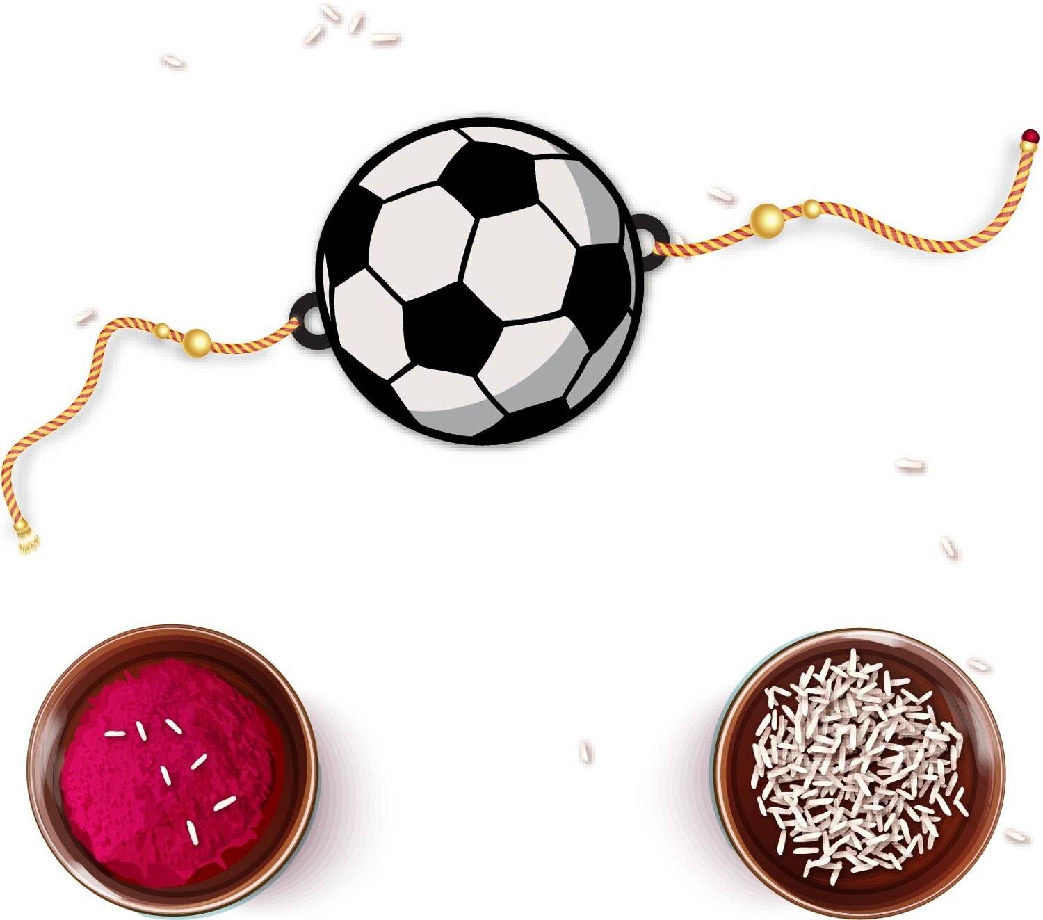 Football Wooden Assorted Rakhi, Chawal Roli Pack, Greeting Card Set by Bhai Please
