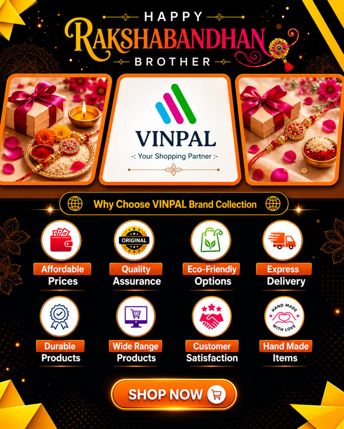 Image of Designer Peacock Set of 5 Rakhi for Brothers|Premium Rakhi Assorted Rakhi by Vinpal