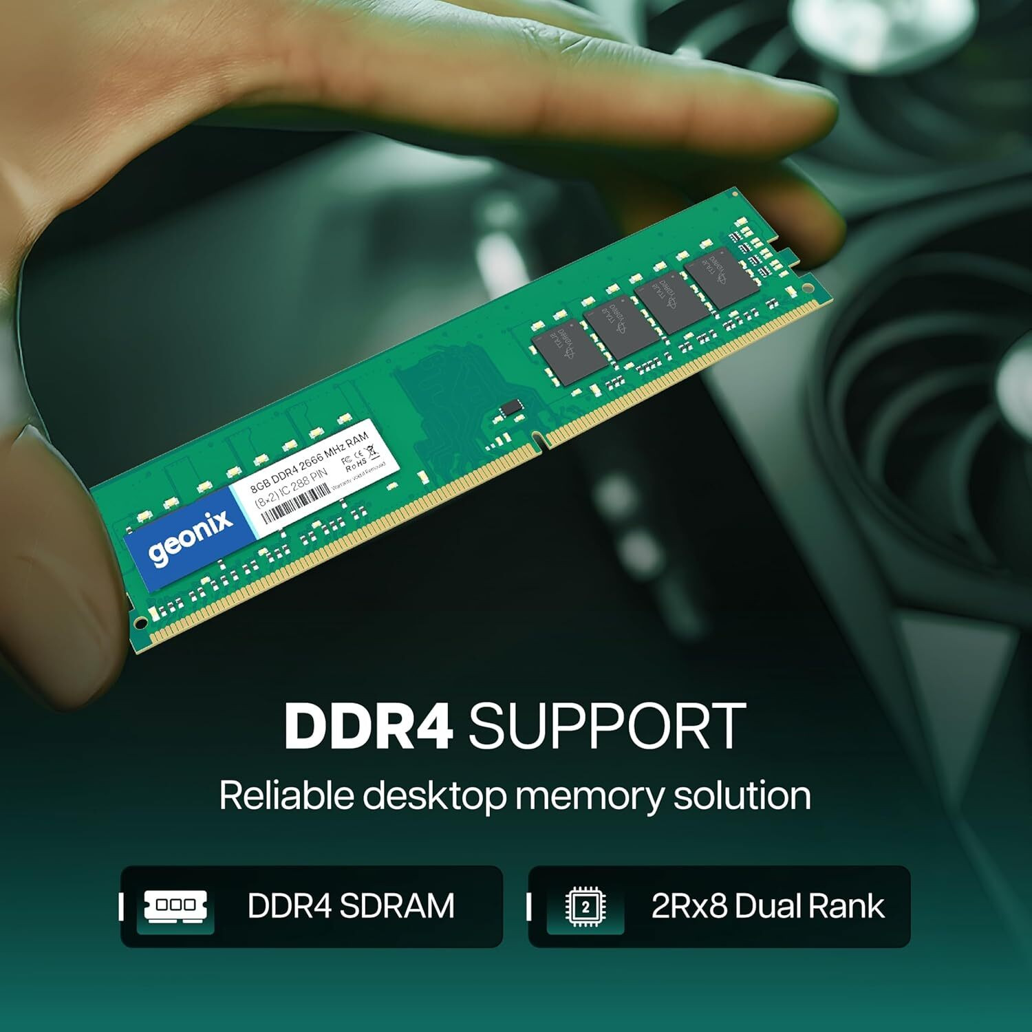 Image of GEONIX 2666 MHz DDR4 8 GB (Single Channel) PC Desktop Ram (8GB DDR4 Desktop Ram)
