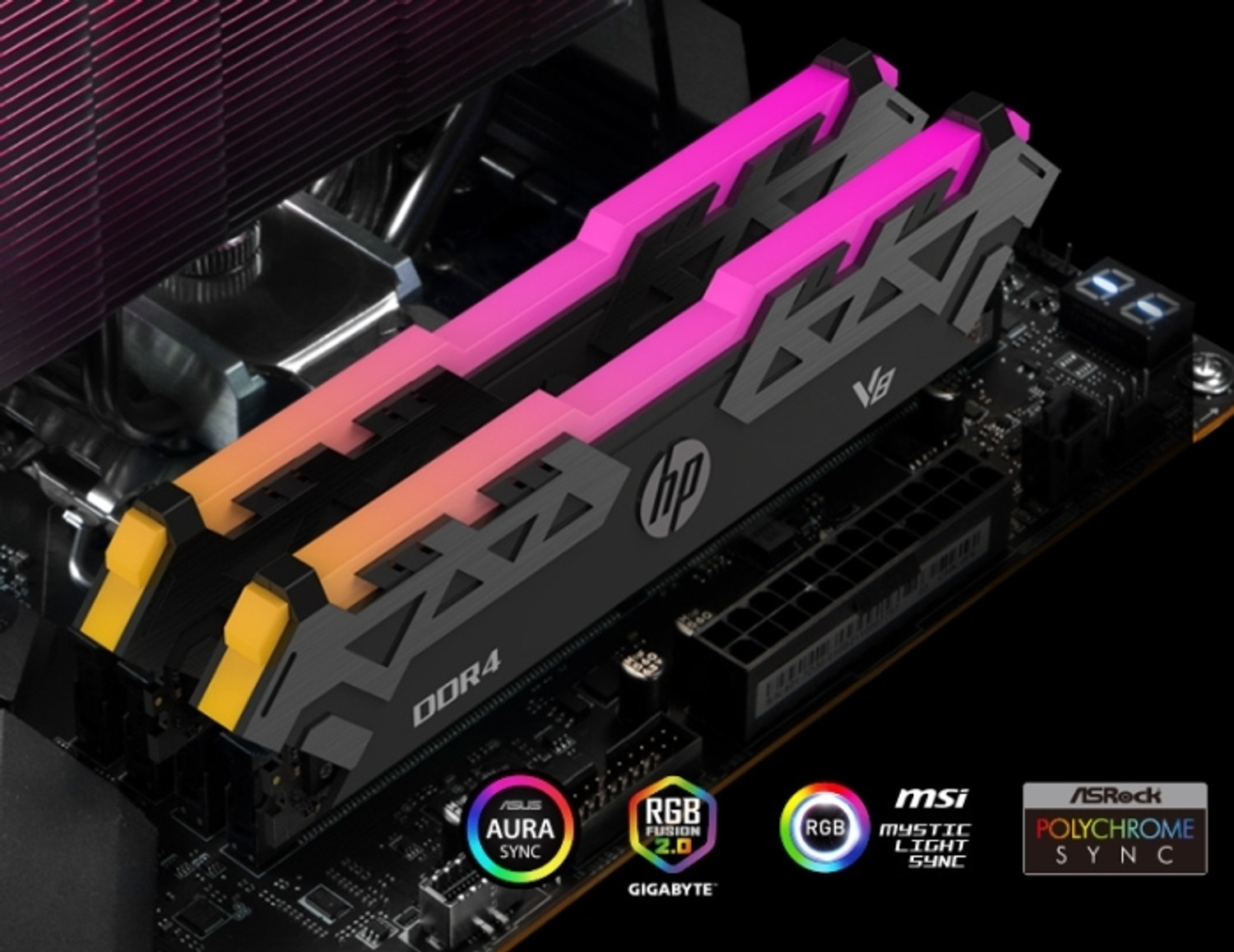 Image of HP V8 RGB 3600 MHz DDR4 8 GB (Single Channel) PC DRAM (7EH92AA#ABB)