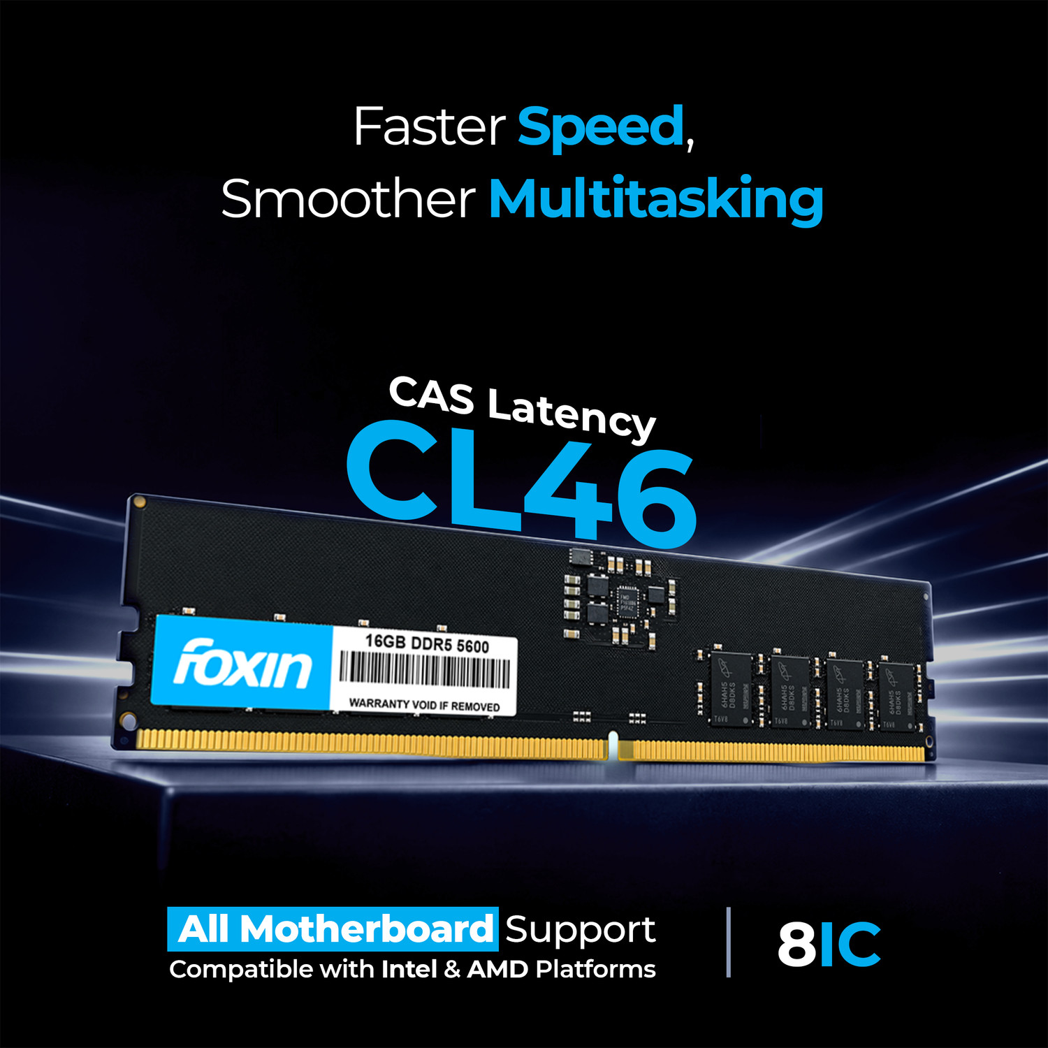 Image of Foxin RAM - UDIMM DDR5 16 GB (Dual Channel) PC (16GB DDR5 Desktop RAM 5600MHz)