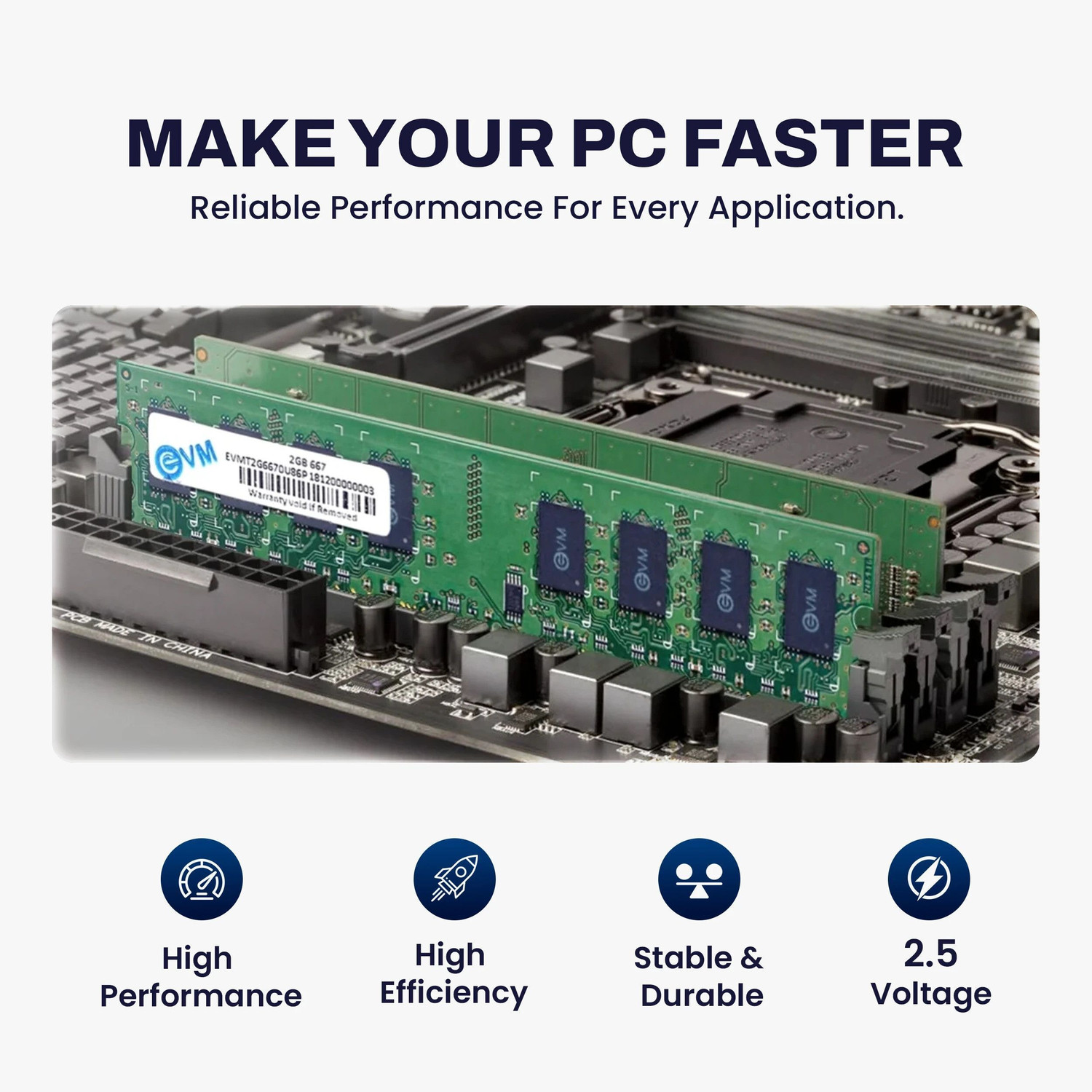 Image of EVM Desktop RAM DDR2 2 GB PC DDR2 (EVMT2G6670U86P)