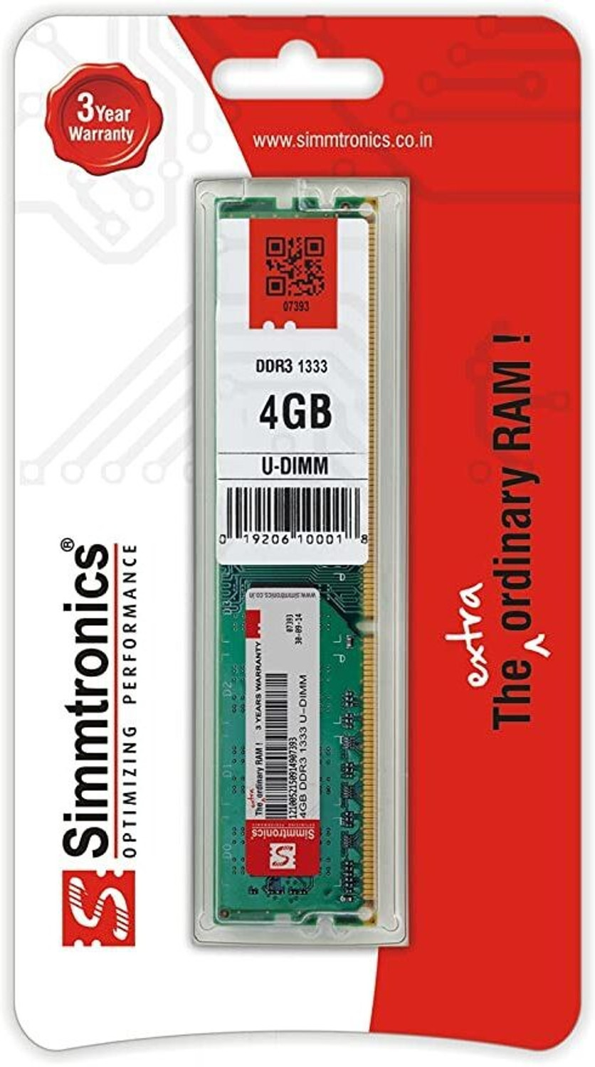 Image of SIMMRTONICS DDR3 1333 4GB DSKTP DDR3 4 GB (Single Channel) PC (DDR3 1333 4GB DSKTP)