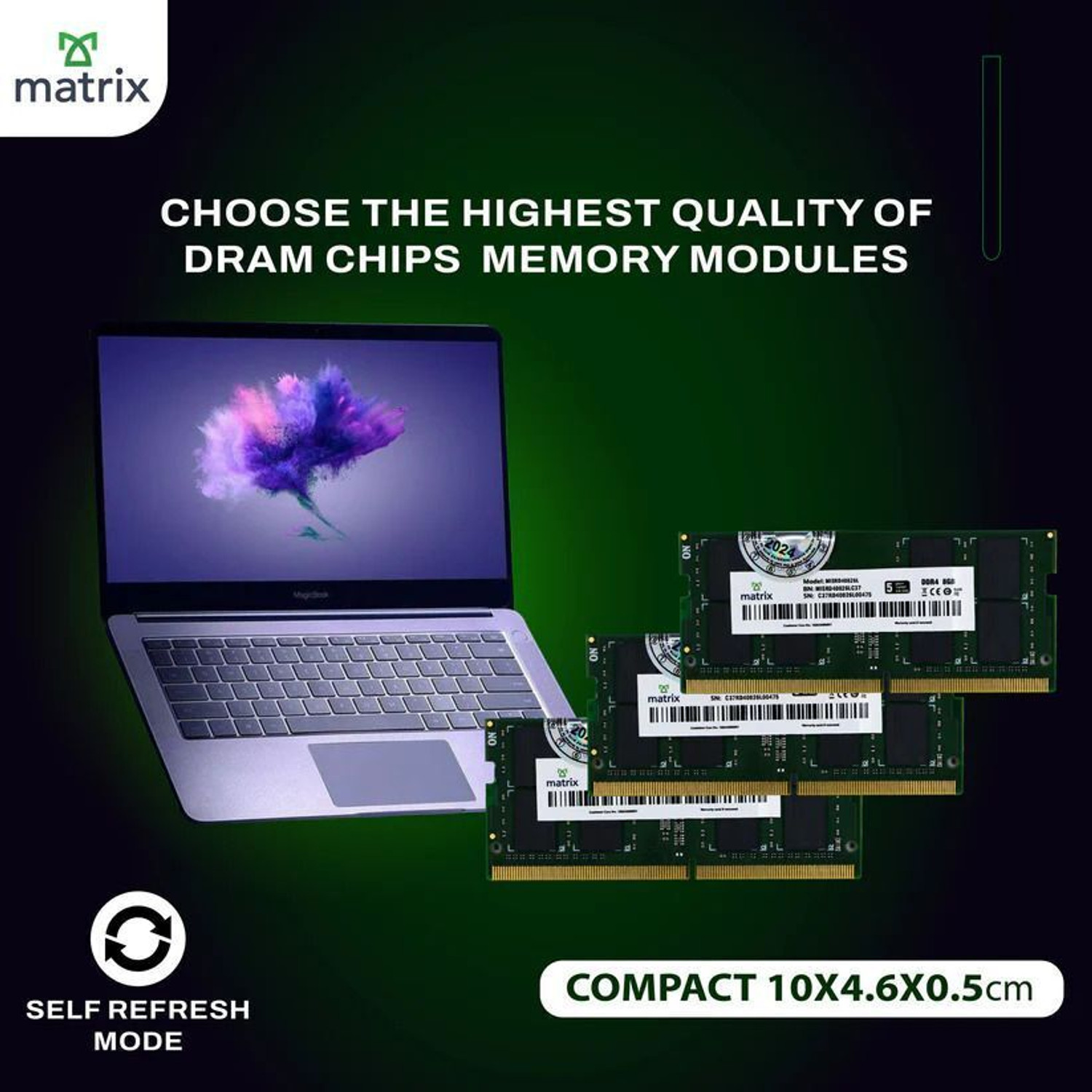 Image of Matrix DDR4 DDR4 8 GB (Single Channel) Laptop DDR4 (DDR4 8GB SO-DIMM RAM for Laptop)