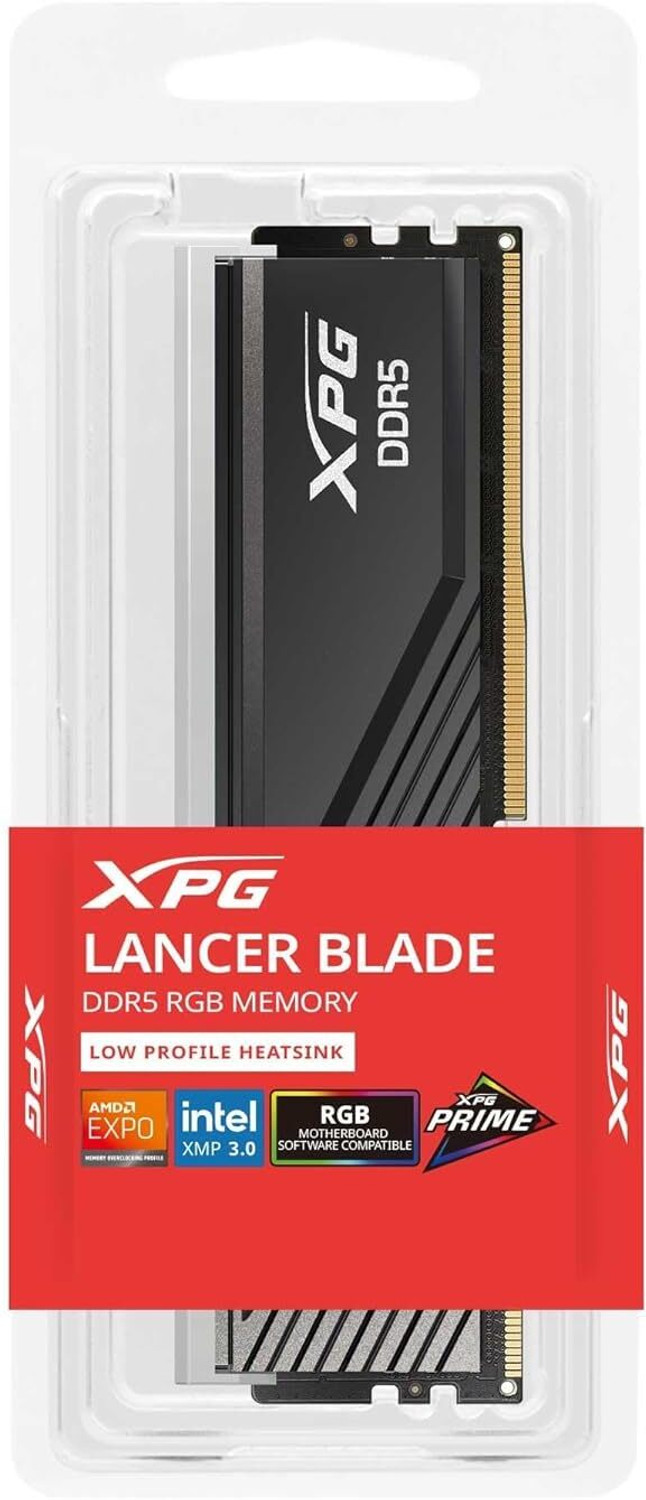 Image of XPG Lancer Blade RGB 6000MHz CL36 16GB RAM DDR5 16 GB (Single Channel) PC DRAM (Adata AX5U6000C3616G-SLABRBK)