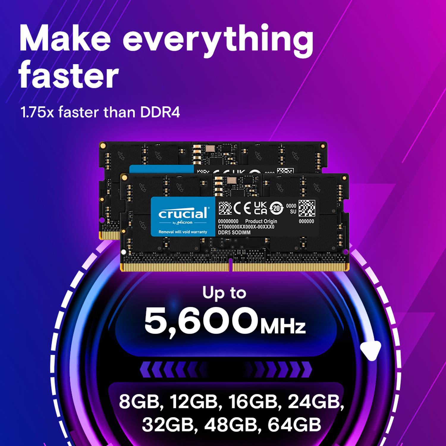 Crucial CT 4800 DDR5 8 GB (Dual Channel) Laptop DRAM (CT8G48C40S5