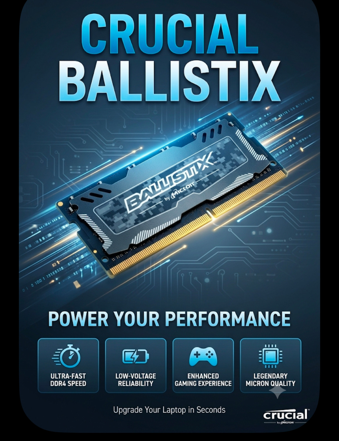 Image of Crucial Sport DDR4 8 GB (Single Channel) Laptop SO-DIMM (Ballistix)