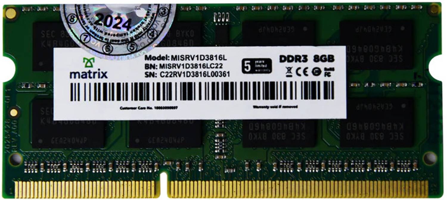 Matrix DDR3 DDR3 8 GB (Single Channel) Laptop (8GB DDR3 SO-DIMM R