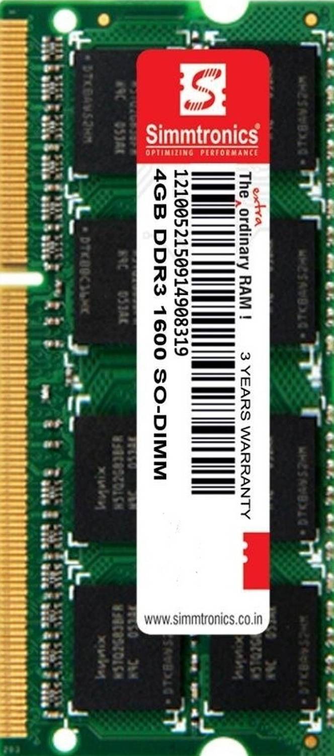 simtronics 4 gb ddr3 laptop 1600. DDR3 4 GB (Single Channel) Lapt